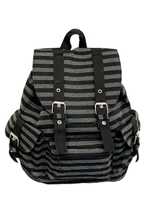 Minimalist striped canvas backpack for students with large capacity and multi-pocket design