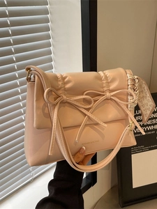 Sac Fourre-tout Femme Style Ballet avec Nœud et Plis Grande Capacité Sac Bandoulière Sac sous le Bras en Cuir PU avec Foulard Cœur