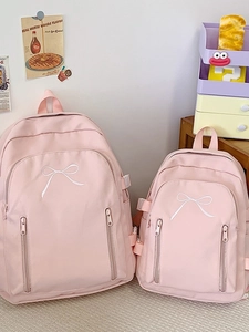 Sac à Dos Fille Style Japonais Minimaliste en Nylon Cartable Pour Étudiants de Collège et Lycée Grande Capacité Imperméable Sac de Voyage Broderie de Nœud