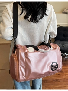 Sac de voyage rose métallisé de grande capacité, imperméable avec bandoulière