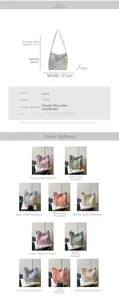 Detailed size chart and specifications for the embroidered lace crossbody handbag