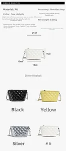 Detailed size chart for the quilted chain shoulder bag with precise measurements