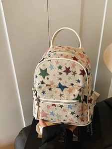 Korean Style Women Star Pattern Mini Backpack Fashion Canvas PU Leather Travel School Bag For Girls Casual Small Rucksack