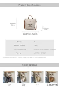 Detailed dimensions and internal capacity chart for the large canvas tote bag