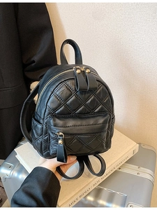 Women Mini Quilted Diamond Pattern PU Leather Backpack Fashion Elegant Water Bucket Bag With Gold Hardware Casual Travel Bag