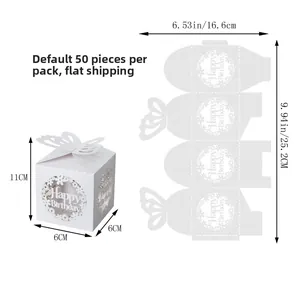 Detailed dimension guide for laser-cut Happy Birthday gift box with 3D butterfly design