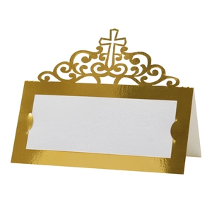 Hollow Cross Laser Cut Place Cards Pearlescent Paper Table Name Cards For Wedding Baptism Christening Religious Elegant