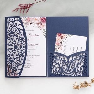 Wedding Invitation Cards Artificial Pearl Paper Laser Cut Elegant Hollow Floral For Marriage Party RSVP Card Envelope European Style