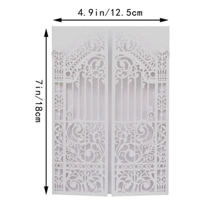 Detailed dimensions of 12.5x18cm laser cut hollow gate wedding invitation card