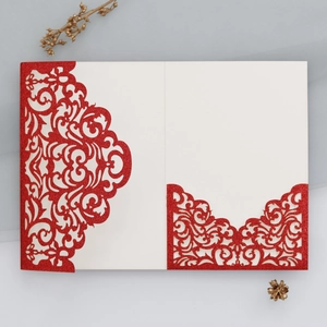 Europäische Lasergeschnittene Glitzer Hochzeitseinladung Hülle Elegante Hohle Florale Einladungstasche Für Verlobung Brautparty Party