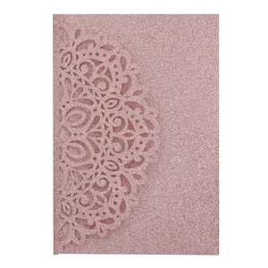 Elegant rose gold laser-cut invitation card with glitter mandala hollow pattern