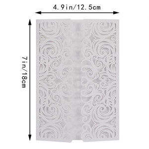 Housse d'invitation de mariage découpée au laser avec motif floral, 12,5x18 cm