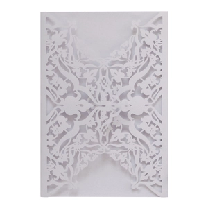Pearlescent Paper Laser Cut Invitation Cover Hollow Floral Pattern European Style For Wedding Party Festive Greeting