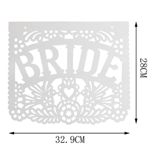 Detailed view of a white BRIDE floral cut-out decoration sign with 32.9cm width dimensions