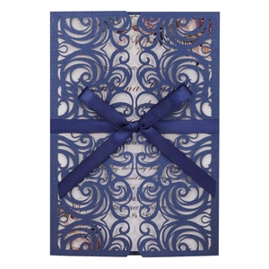 Laser Cut Wedding Invitation Cards Artificial Pearl Paper Hollow Butterfly Floral Invitations With Ribbon Envelope For Wedding Party
