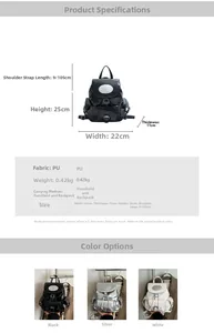 Spécifications détaillées de taille et variantes de couleur du sac à dos en PU