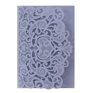 Exquisite laser cut hollow lavender wedding invitation card with floral heart patterns