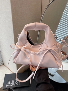 Sac Bandoulière Tendance pour Femmes en Simili Cuir Verni avec Nœud Petit Sac à Main Plissé Doux avec Bandoulière Réglable