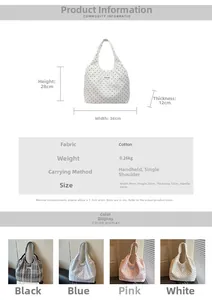 Tableau de tailles détaillé pour grand sac fourre-tout en toile aux motifs variés