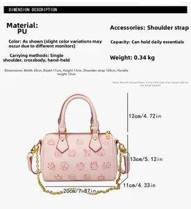 Größentabelle für die Boston-Handtasche mit Maßen 20x13x11cm und PU-Leder-Details