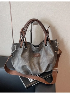 Vintage Large Capacity PU Leather Tote Bag For Women Casual Soft Shoulder Crossbody Bag Stitching Detail Metal Eyelets