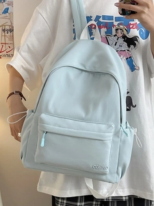 Zaino Casual in Nylon da Donna Moda Grande Capacità Borsa da Viaggio Tinta Unita Cartella Multi-Tasca Con Manico a Contrasto
