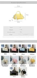 Detailed size chart and multi-color options for Boston style crossbody handbag