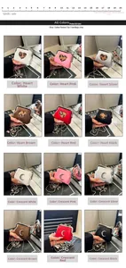 Detailed size comparison of mini chain purses in various colors with a 20cm ruler guide