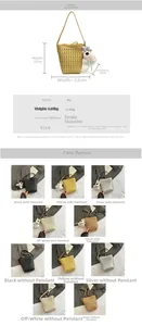 Guide des tailles pour sac seau en PU avec design ajouré et détails de 22cm de haut