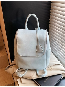 Fashionable mint blue PU leather mini backpack with litchi texture and hand strap