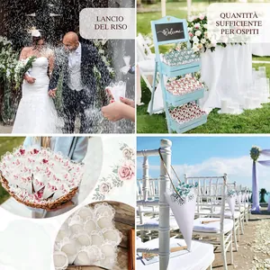 Wedding petal cones with hollow lace design shown in multiple ceremony use scenarios