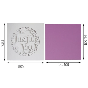 Detailed laser cut white card with purple insert and Just for You greeting text