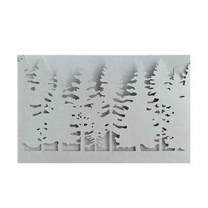 Christmas Tree Forest Laser Cut Pearlescent Paper Greeting Card Invitation Shell Silver Holiday Party