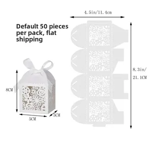 Tableau des tailles pour boîte à bonbons blanche découpée au laser avec motif floral précis