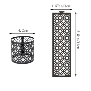 Hollow geometric laser-cut gold paper lamp shade with dimensions 4.2cm diameter for LED candle