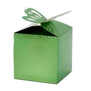 Elegant green mirror finish gift box with decorative butterfly laser cut lid closure