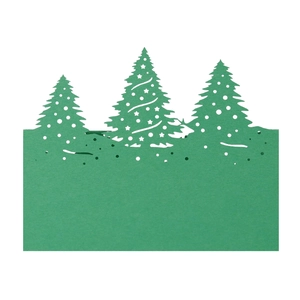 Marques-places découpés au laser en papier kraft vert avec motif sapin de Noël