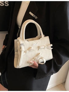 Sac Bandoulière Élégant en Cuir PU Avec Nœud et Künstliche Perle Mode Douce Petit Sac à Main Carré pour Femme Sac à Épaule Quotidien