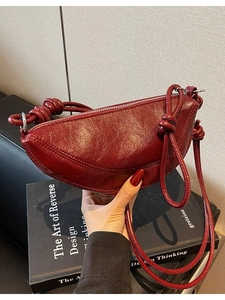 Borsa a Tracolla da Donna in Pelle PU a Mezzaluna Croissant Con Tracolla a Nodo Grande Capacità Pendolare Casual