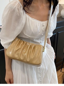 Niche Design Ruched Cloud Bag For Women Premium PU Leather Underarm Shoulder Bag Fashion Crossbody Bag Solid Color Purse