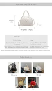 Detailed dimensions and multi-color options of the mini PU pillow bag with heart decor