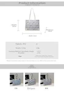 Spécifications de taille pour grand sac cabas à carreaux avec motif d'ours mignon