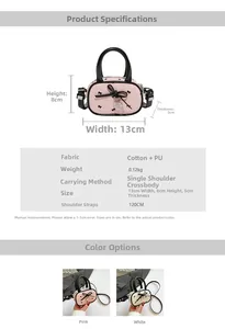 Specifiche dettagliate delle dimensioni per la mini borsa a tracolla con fiocco 13x8x5cm