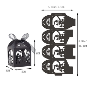 Detailed dimensions of laser-cut Halloween castle candy box with size specifications