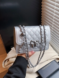 Sac Bandoulière Matelassé en Cuir PU pour Femme Mode Chaîne Sac à Épaule Avec Nœud Boucle en Métal Petit Sac Carré