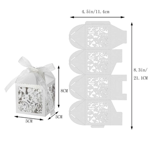 Detailed laser-cut candy box with number 18 and floral patterns including size dimensions