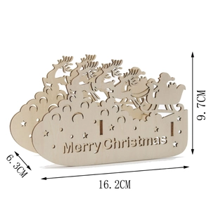 Detailed laser cut wooden reindeer and Santa craft with Merry Christmas text dimensions