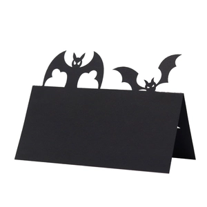 Halloween Bat Hollow Laser Cut Table Place Cards Black Paper Seating Name Cards For Festive Party Dinner Decoration