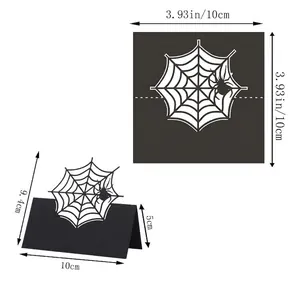 Halloween black spider web laser-cut place card for 3D table setting decor