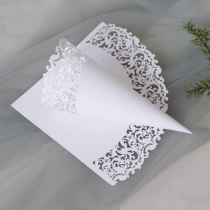 Detailed laser-cut hollow paper cone for wedding flower petals with European lace pattern